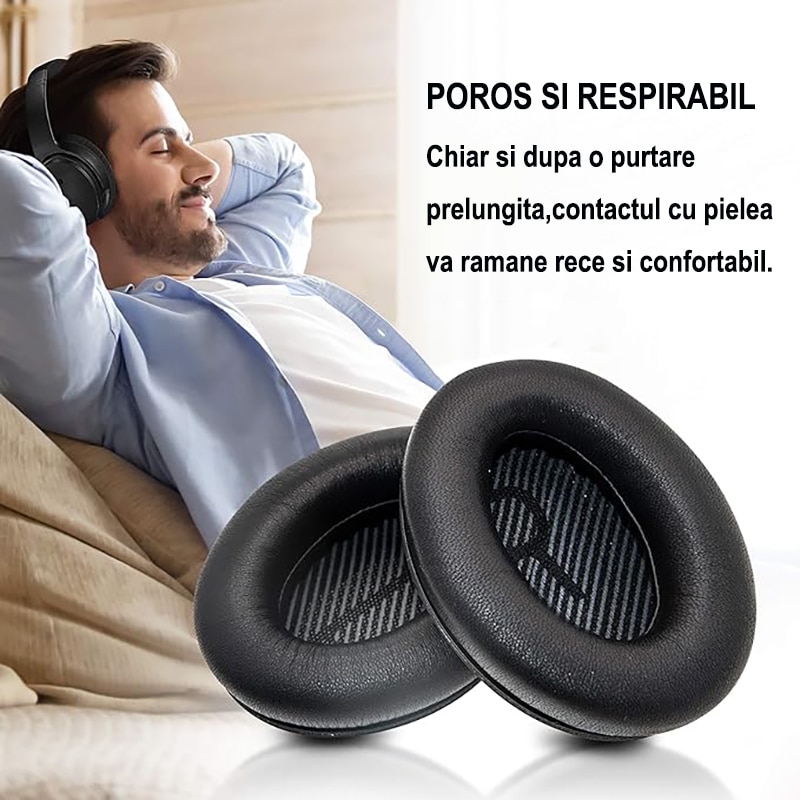 Cuscinetti Auricolari Bose Bingle Cuscinetti Auricolari Di Ricambio Imbottiture Per Bose Cuffia, Cuscinetti Cuffie Per Bose Comfort Calmo 15 QC15 QC25 QC35 Ae2 Ae2i Ae2w Cuffie Over-Ear(1 Paio Nero Oppo Cuffie - 3