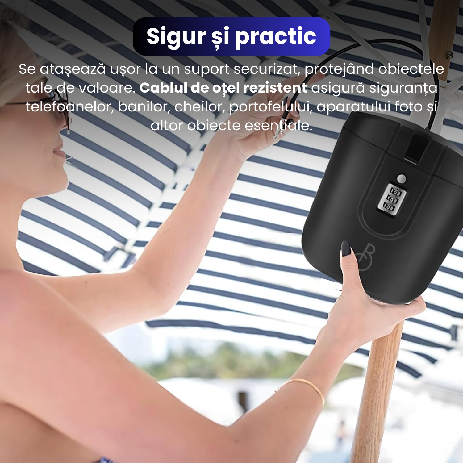Seif Portabil Tip Geanta, BRAGUS, Ideal pentru Calatorie, Cod din 3 ...