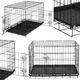 Cusca animale 2 usi pliabila metal tava detasabila xl, 100x70x60 cm, transport usor, negru