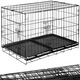 Cusca animale 2 usi pliabila metal tava detasabila xl, 100x70x60 cm, transport usor, negru