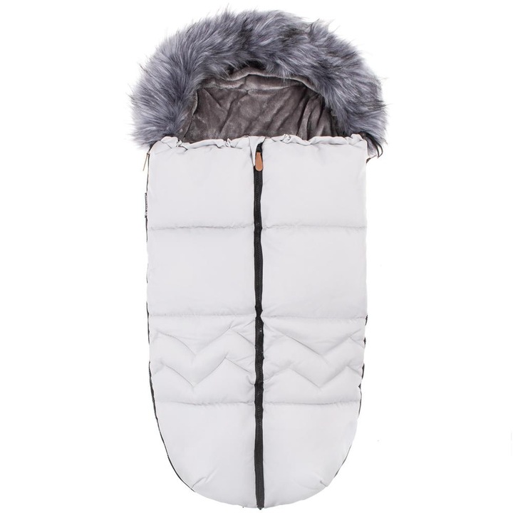 Бебешко зимно чувалче за количка универсален размер с качулка 90х45см сиво