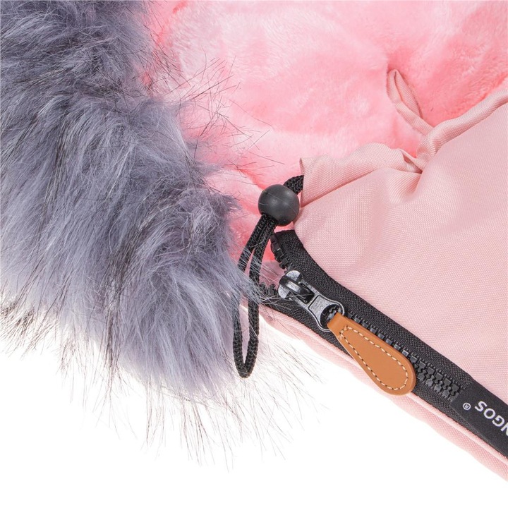 Бебешко зимно чувалче за количка универсален размер с качулка 90х45см бледо розово