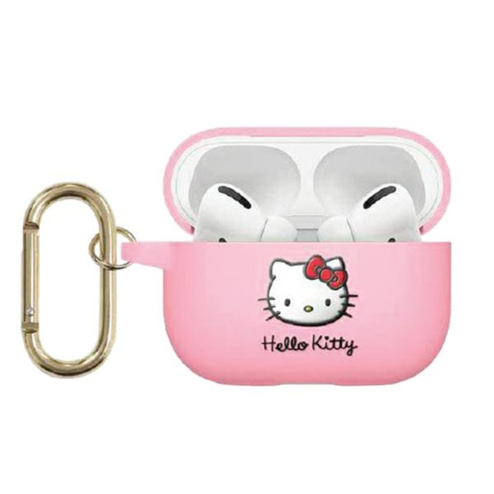 Husa pentru Apple AirPods Pro 2 - Hello Kitty Silicone 3D Kitty Head (HKAP23DKHSP) - Pink