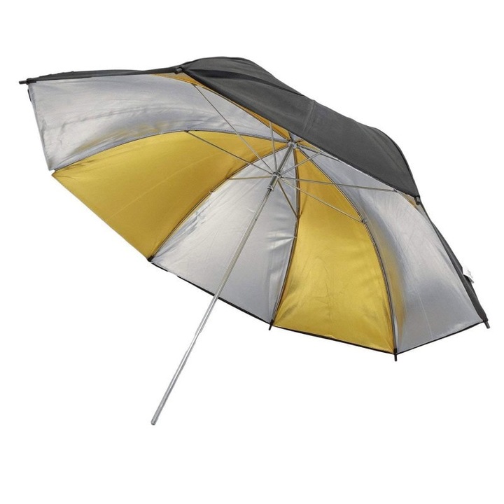Stúdió reflektív esernyő, univerzális, 100cm, fekete, arany/ezüst