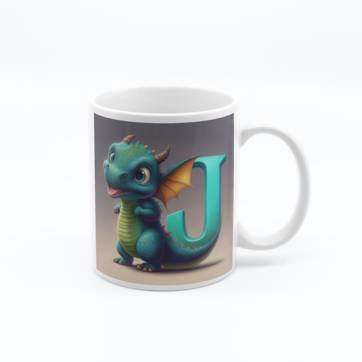 Cana cu initiala litera I, model dragon, 330 ml