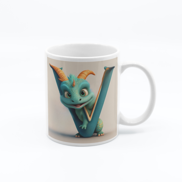 Cana cu initiala litera V, model dragon, 330 ml