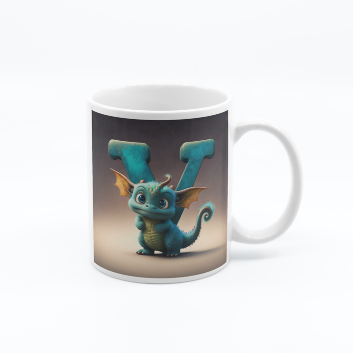 Cana cu initiala litera Y, model dragon, 330 ml