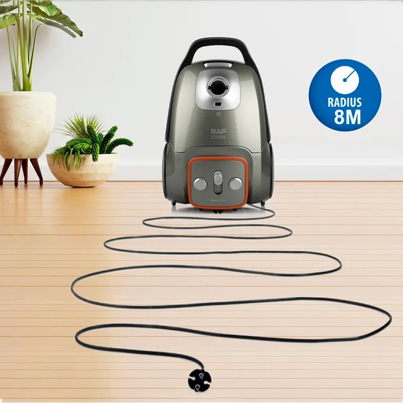 Aspirator Smart Pulse RAF GT 8701, 1600 W, Retragere automata a cablului, Negru