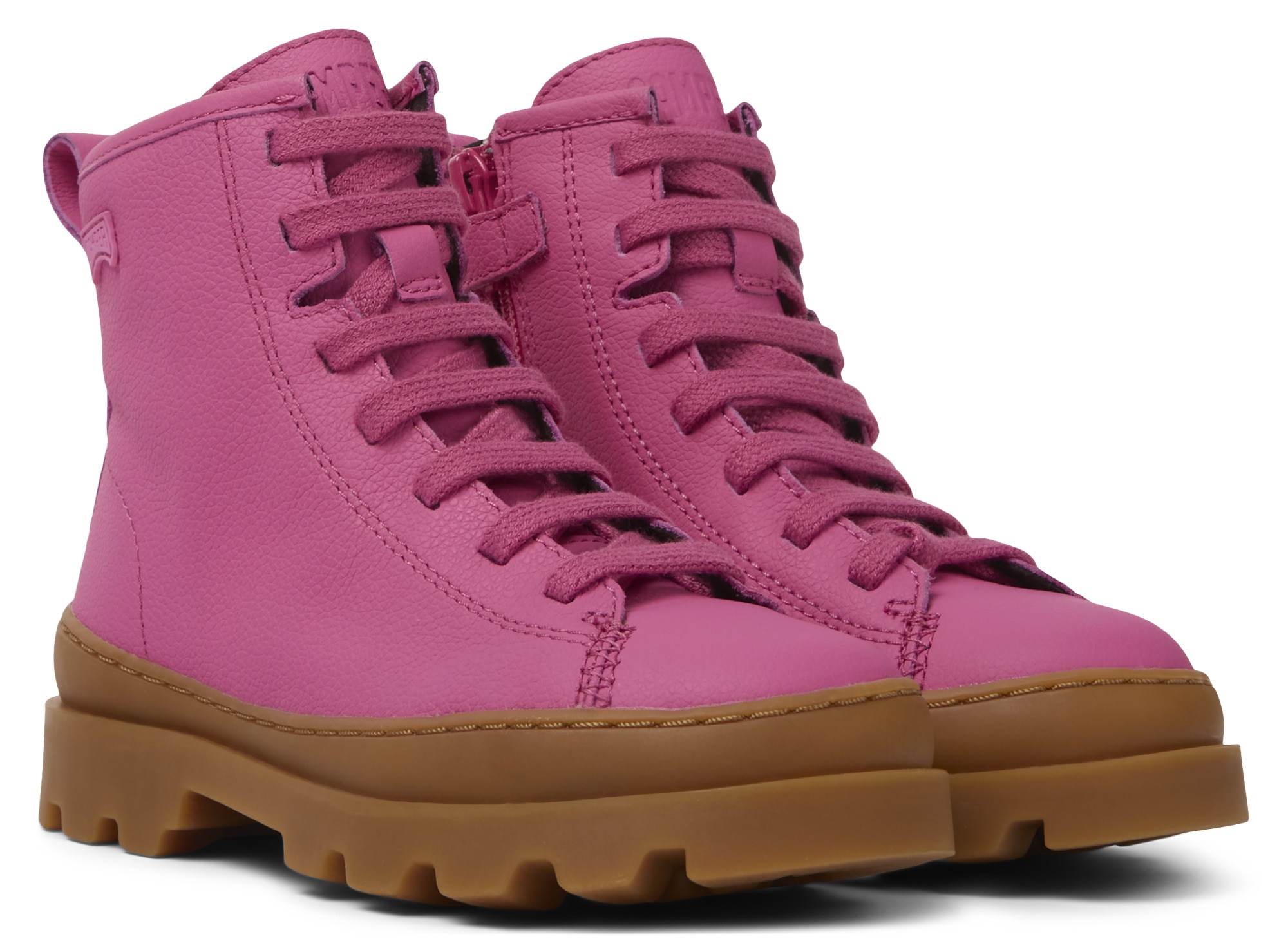 Camper, Ghete de piele cu aplicatie logo discreta Brutus 609, Roz, 28 ...