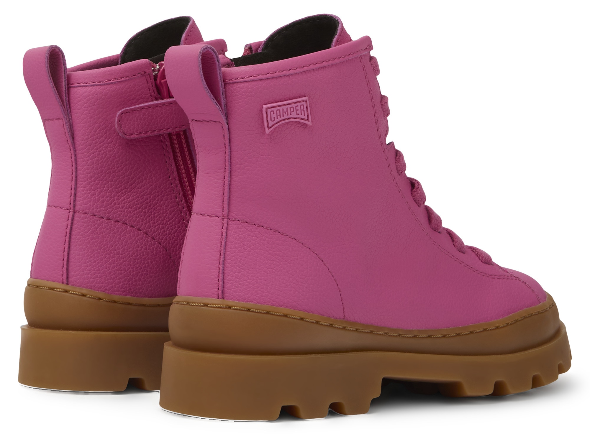 Camper, Ghete de piele cu aplicatie logo discreta Brutus 609, Roz, 28 ...