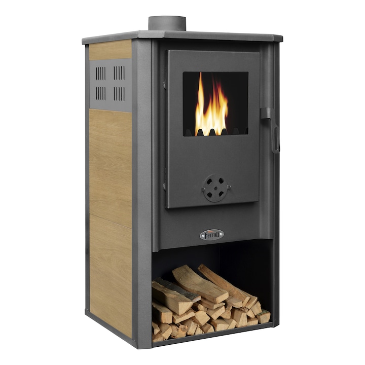 Камина на дърва, брикети и въглища Ferroli Padova F, 7.7kW, 2 кг/ч, 49x46x93 см