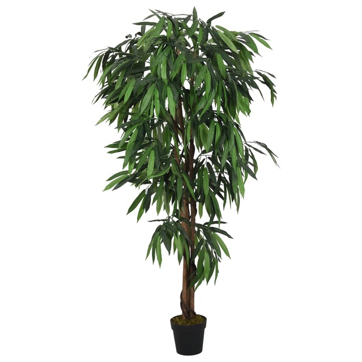 Arbore de mango artificial vidaXL, 1050 de frunze, 200 cm, verde, 6.8 Kg