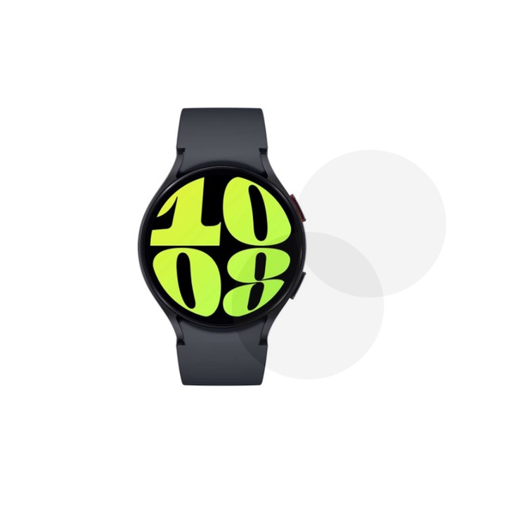 Комплект от 2 фолиа, съвместими със Samsung Galaxy Watch 6 44 mm, Commando Shield Full Glue, Регенерируем силиконов хидрогел, Anti-shock и против счупване, SlimLine NanoShield, Transparent