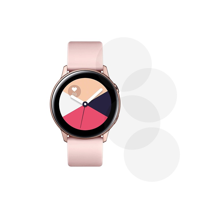 Комплект от 4 фолиа, съвместими със Samsung Galaxy Watch Active, Commando Shield Full Glue, Регенерируем силиконов хидрогел, Anti-shock и против счупване, SlimLine NanoShield, Transparent