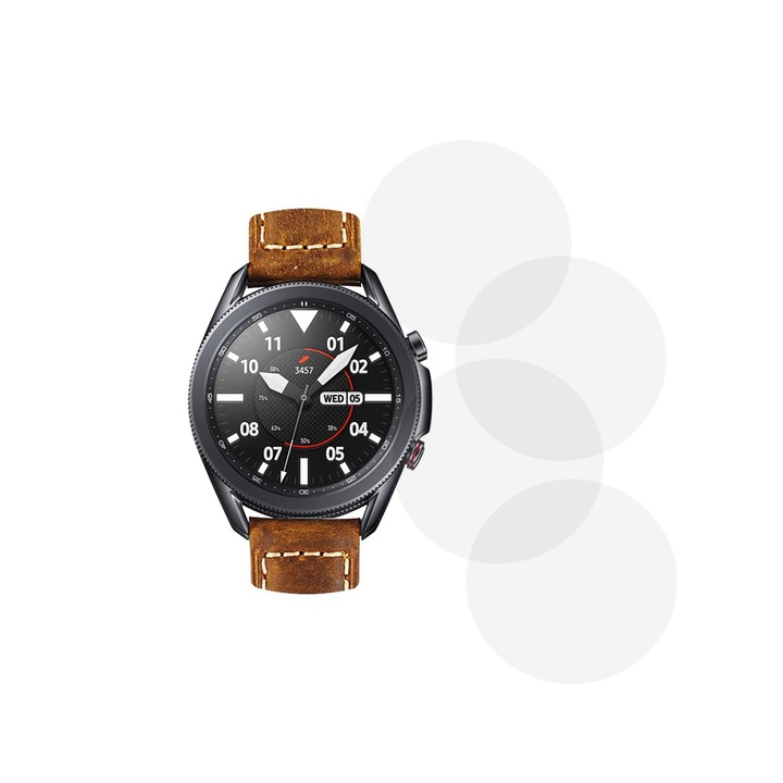 Компл. от 4 фолиа, съвместими със Samsung Galaxy Watch 3 45 mm, Comando Shield Full Glue, Регенерируем силиконов хидрогел, Anti-shock и против счупване, SlimLine NanoShield, Transparent
