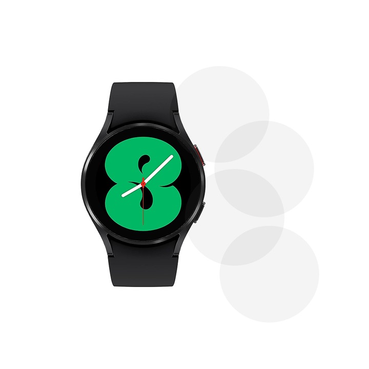 Комплект от 4 фолиа, съвместими със Samsung Galaxy Watch 4 40 mm, Commando Shield Full Glue, Регенерируем силиконов хидрогел, Anti-shock и против счупване, SlimLine NanoShield, Transparent