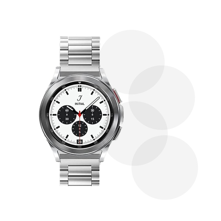 Комплект от 4 фолиа, съвместими със Samsung Galaxy Watch 4 Classic 46 mm, Commando Shield Full Glue, Регенерируем силиконов хидрогел, Anti-shock и против счупване, SlimLine NanoShield, Transparent