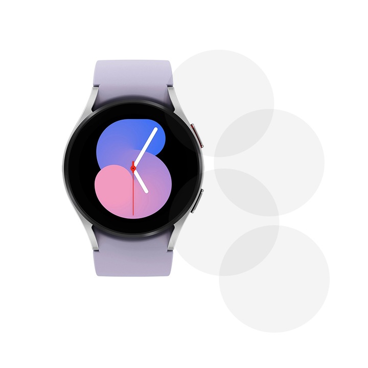 Samsung Galaxy Watch 5 40 mm-es, Commando Shield Full Glue-vel, regenerálható szilikon hidrogéllel, ütés- és törésgátlóval, SlimLine NanoShield, átlátszóval kompatibilis 4x filmes készlet