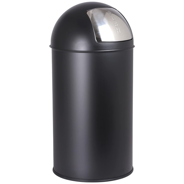 Cos de gunoi, 50L, anti-alunecare, otel, negru
