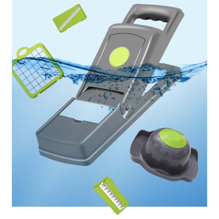 Razatoare multifunctionala 12 in 1 pentru multiple alimente, Negru / Verde