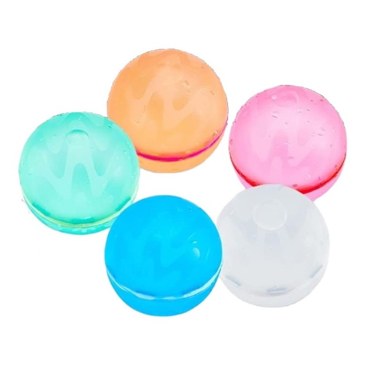 Set 5 mingi din Silicon, Inchidere Magnetica, umplere rapida, Pentru Joc cu Apa, Multicolore