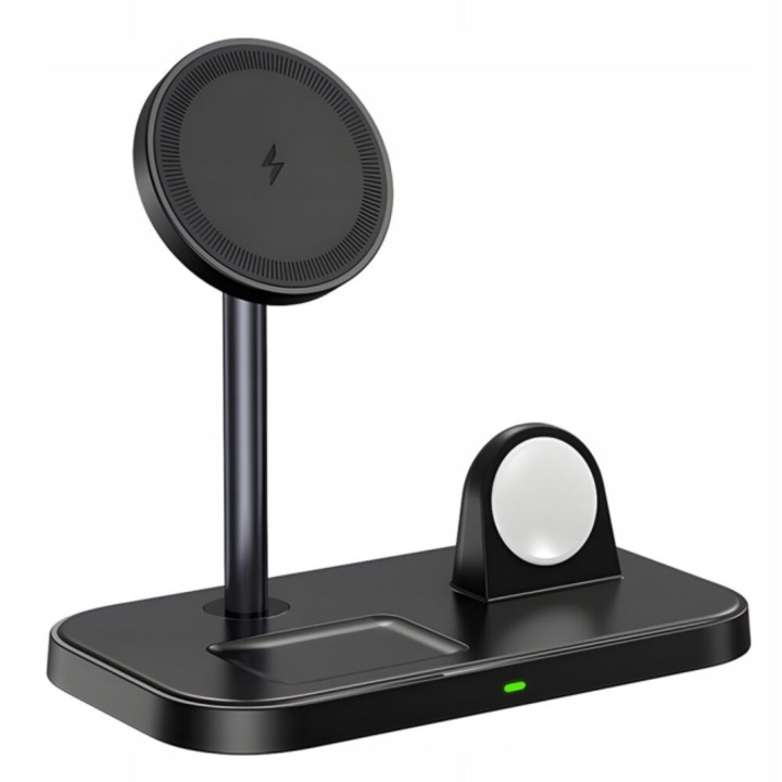 Statie de incarcare wireless CLASStitude, fast charge, USB C, 3 dispozitive incarcare in acelasi timp, compatibil cu iOS si Android, Negru