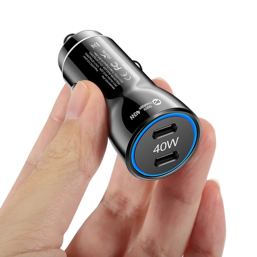 Incarcator Auto OZ 2x PD 3.0, max 40W Incarcare Fast Charge, USB C cu ...