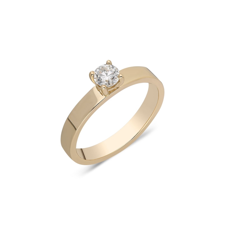 Inel de logodna din aur galben 14 K, 2.58 g, diamant 0.27 carate, 1 piatra, marime 50, Reina Bijou
