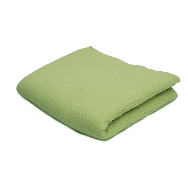 Muselina Dublu tifon, Tesatura de bumbac, tip: muselina, fistic, 50 cm x 130 cm