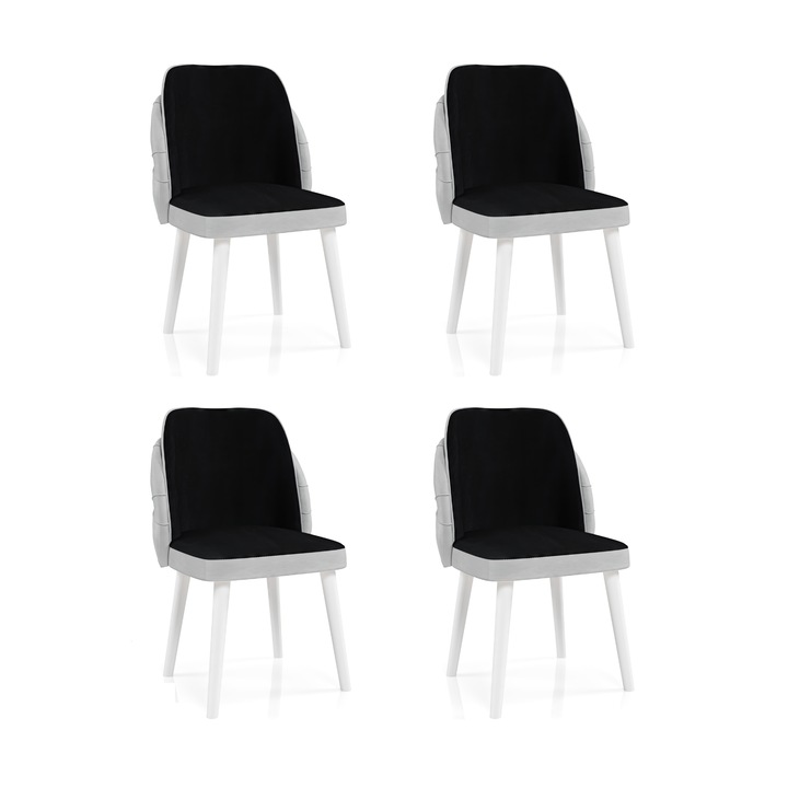 Set Scaune 4 buc Babyface Alfa Gri-Negru (Picior Albe) HAMAN