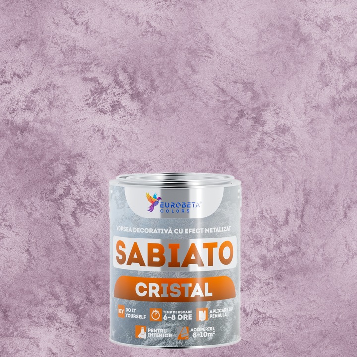 Vopsea decorativa cu efect metalizat + toner, Sabiato Cristal, Purple Iris, 1 L + 50 ml