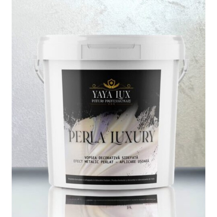 Vopsea decorativa de Lux, Perla Luxury cu Fulgi Perlati, Alb Perlat, 10 Litri