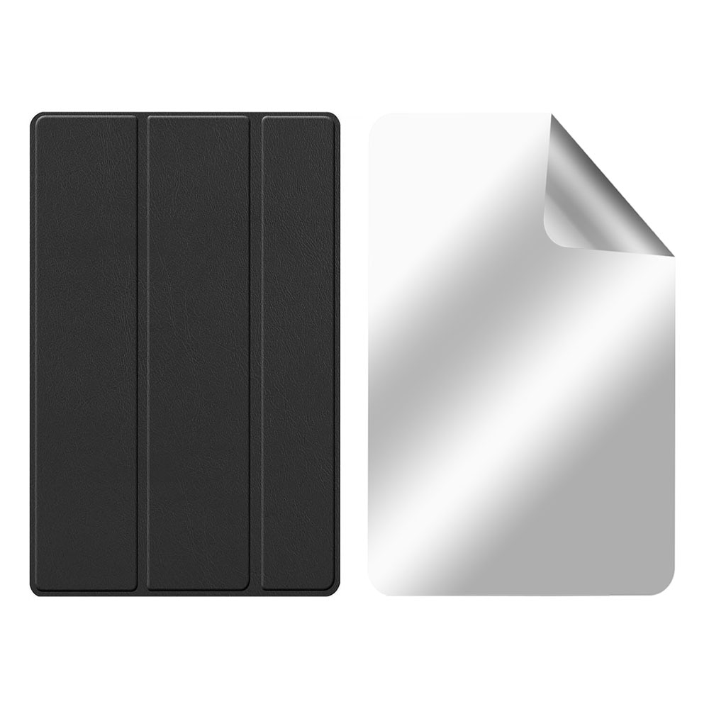 Set Husa Tableta din piele PU si Folie Silicon Transparent pentru Apple iPad Pro 11 (2018 / 2020 / 2021 / 2022), Protectie Completa 360, Hydrogel Regenerabil, Full Glue, Interior Catifea, Stand, Display Protejat, Colturi Anti-Soc, Negru