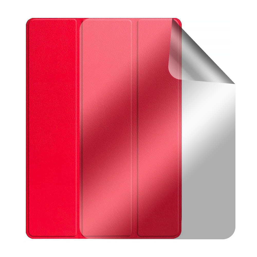 Set Husa Tableta din piele PU si Folie Silicon Transparent Lenovo Tab M8 HD (8705F/X / TB-8505X) / Tab M8 3rd Gen, Protectie Completa 360, Hydrogel Regenerabil, Full Glue, Interior Catifea, Stand, Display Protejat, Colturi Anti-Soc, Rosu
