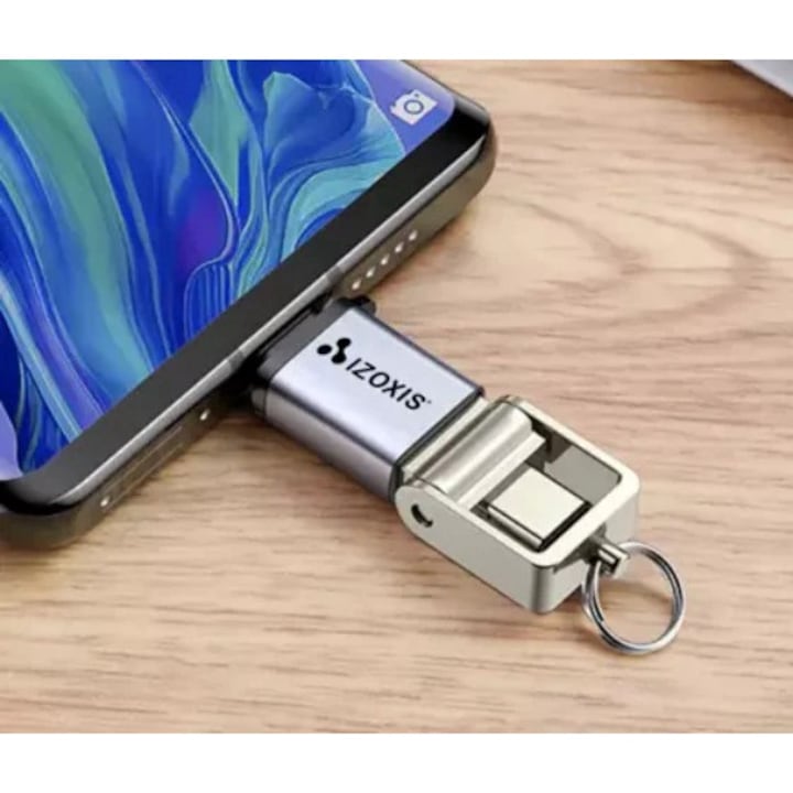 Адаптер 3.0 USB-C към USB, Welora®, Материал Алуминий + Найлон + PVC, Пренос на данни 5 Gbps, Входно напрежение 0,5 A, Размери 3 x 0,8 x 2 cm, Сребрист