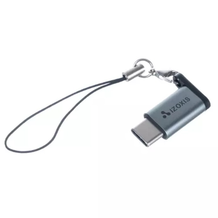 Адаптер USB-C към USB micro 2.0, 480 Mbps трансфер на данни, 2.1 A зареждане - сребрист