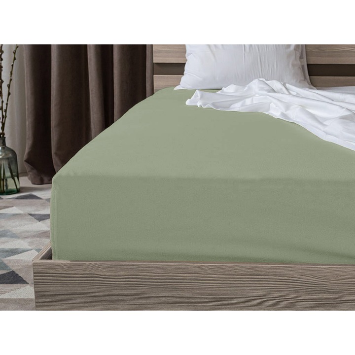 Cearsaf Jersey cu elastic 90x200 cm verde deschis
