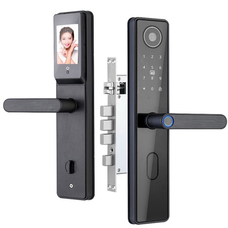Yala inteligenta Wireless Premium VisionHub® cu camera video, control de la distanta WiFi, broasca inclusa, acces prin Aplicatie, Card, Amprenta, Parola, Cheie, alarma efractie, aplicatie telefon Android si IOS