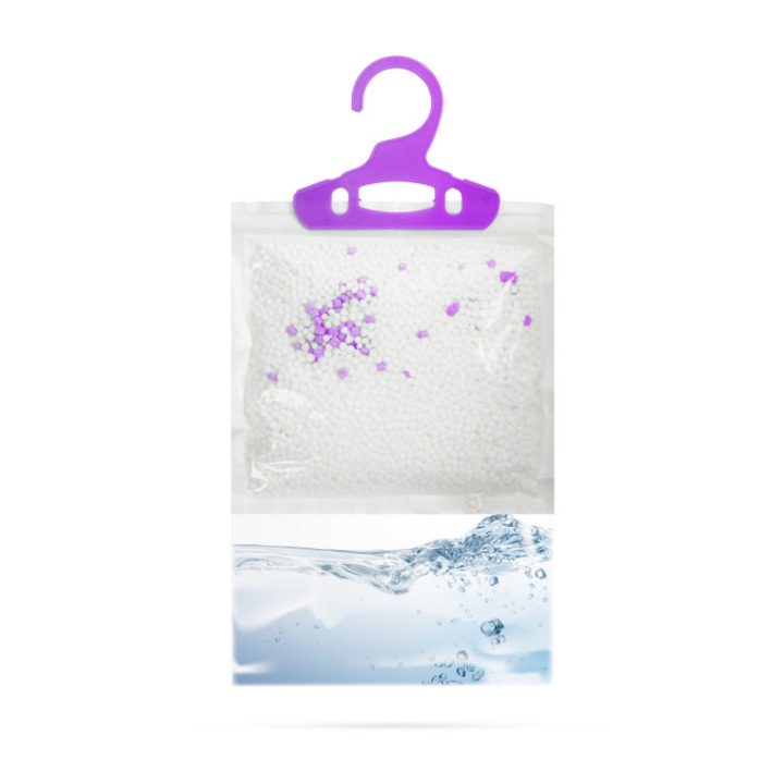Dezumidificator suspendat cu parfum de lavanda, 230 g, clorura de calciu, pentru spatii de pana la 30 mp