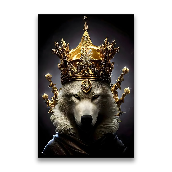 Картина на платно LuxCanva A1144, Wolf King, 40 X 60 CM, 100% памучно платно 400 g/m2, Дърво, Живи цветове