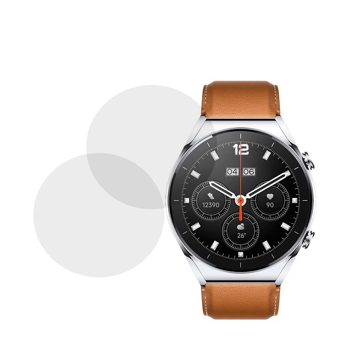 Set 2 x Folie compatibila cu Xiaomi Watch S1, InvisiFlex Full Glue, Silicon hydrogel regenerabil, Anti soc si anti spargeri, SlimLine NanoShield, Transparenta