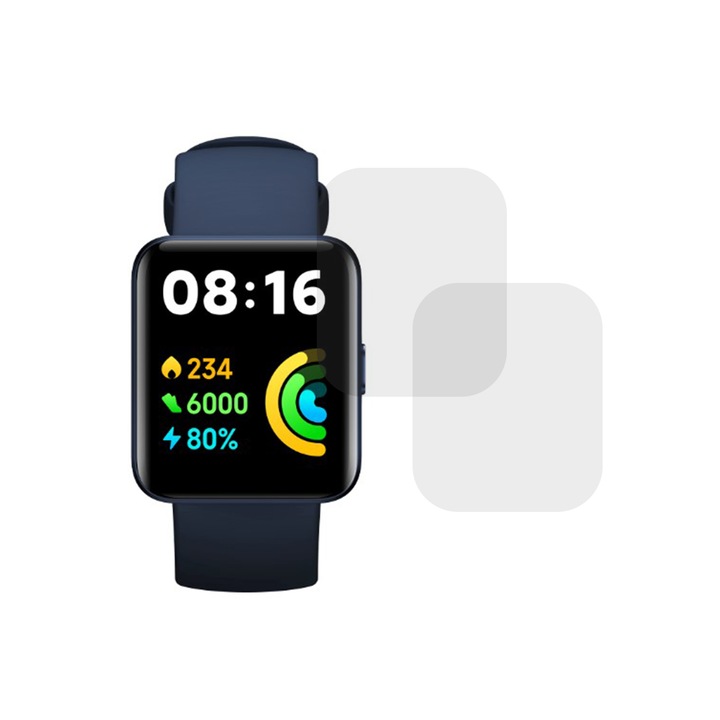 Комплект от 2 x фолио, съвместимо с Xiaomi Redmi Watch, Commando Shield Full Glue, регенерируем силиконов хидрогел, против удар и против счупване, SlimLine NanoShield, прозрачен