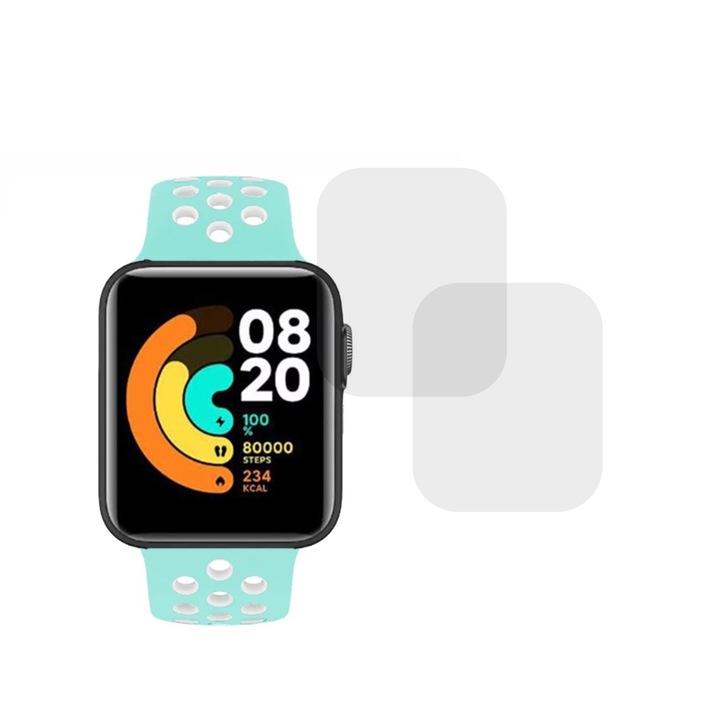 Комплект от 2 фолиа, съвместими с Xiaomi Mi Watch Lite, Commando Shield Full Glue, Регенерируем силиконов хидрогел, Anti-shock и против счупване, SlimLine NanoShield, Transparent