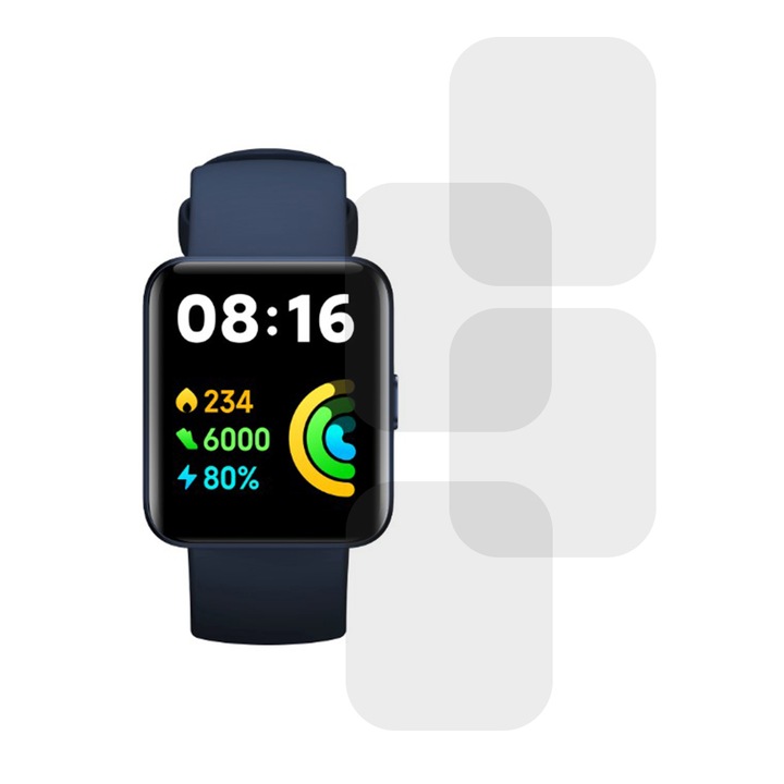 Комплект от 4 x фолиа, съвместими с Xiaomi Redmi Watch, Commando Shield Full Glue, регенерируем силиконов хидрогел, Anti-shock и против счупване, прозрачен