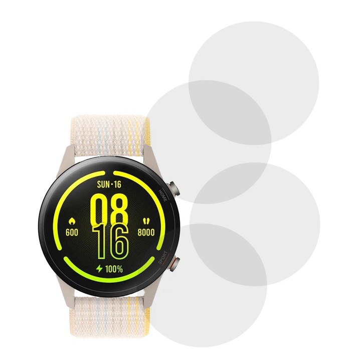 Комплект от 4 фолиа, съвместими с Xiaomi Mi Watch, Commando Shield Full Glue, Регенерируем силиконов хидрогел, Anti-shock и против счупване, SlimLine NanoShield, Прозрачен