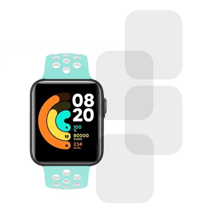 Комплект от 4 фолиа, съвместими с Xiaomi Mi Watch Lite, Commando Shield Full Glue, Регенерируем силиконов хидрогел, Anti-shock и против счупване, SlimLine NanoShield, Transparent