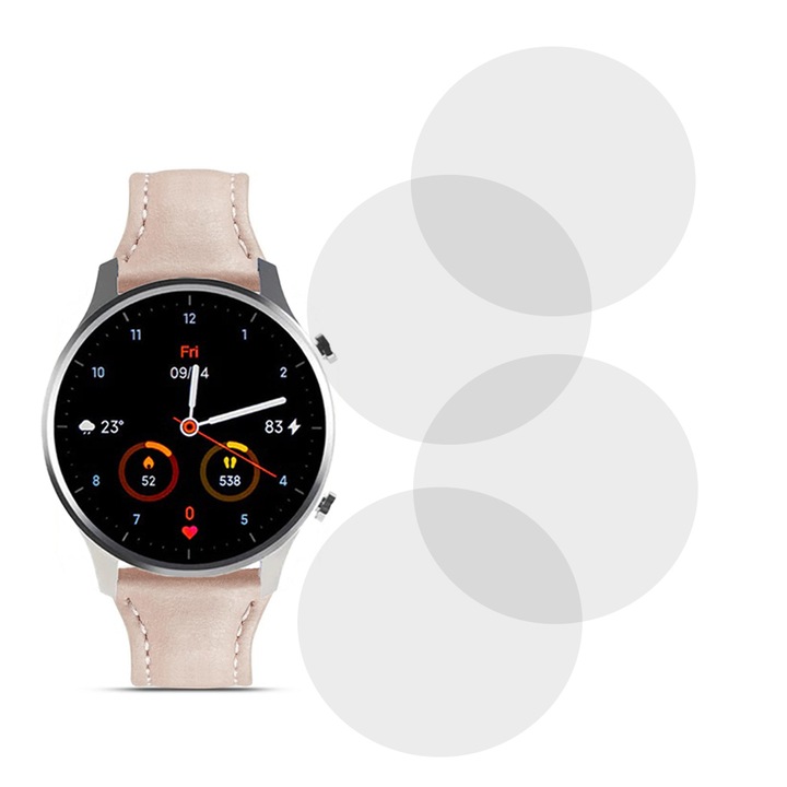 Комплект от 4 фолиа, съвместими с Xiaomi Mi Watch Revolve, Commando Shield Full Glue, Регенерируем силиконов хидрогел, Anti-shock и против счупване, SlimLine NanoShield, Transparent