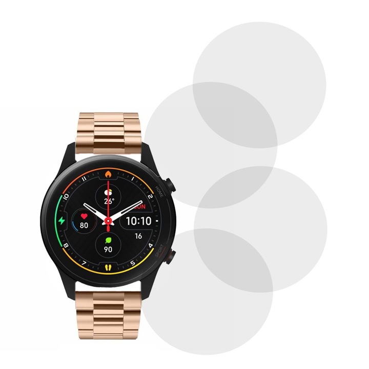 Комплект от 4 фолиа, съвместими с Xiaomi Mi Watch Revolve Active, Commando Shield Full Glue, Регенерируем силиконов хидрогел, Anti-shock и против счупване, SlimLine NanoShield, Transparent