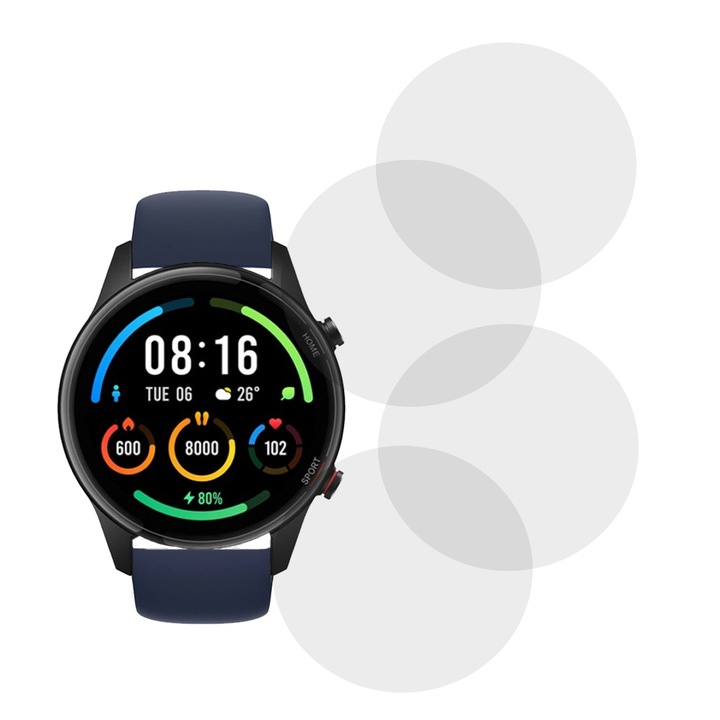 Комплект от 4 фолиа, съвместими с Xiaomi Mi Watch Color Sports, Commando Shield Full Glue, Регенерируем силиконов хидрогел, Anti-shock и против счупване, SlimLine NanoShield, Transparent