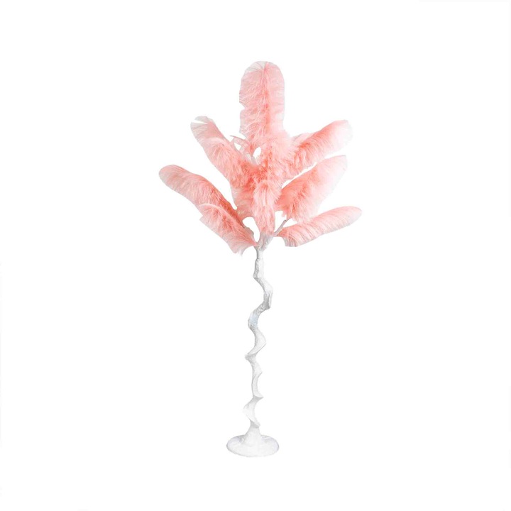 Copac trunghi spiralat, puf sintetic, culoare roz, H-170cm, B.S.P. / SL691_R